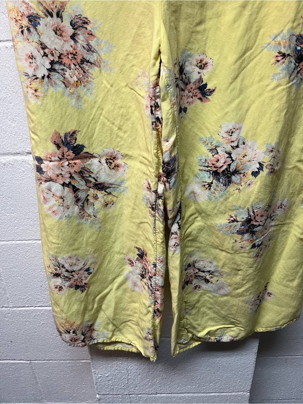 Anthropologie Yellow Floral Wide-Leg Pants - Picture 4 of 7